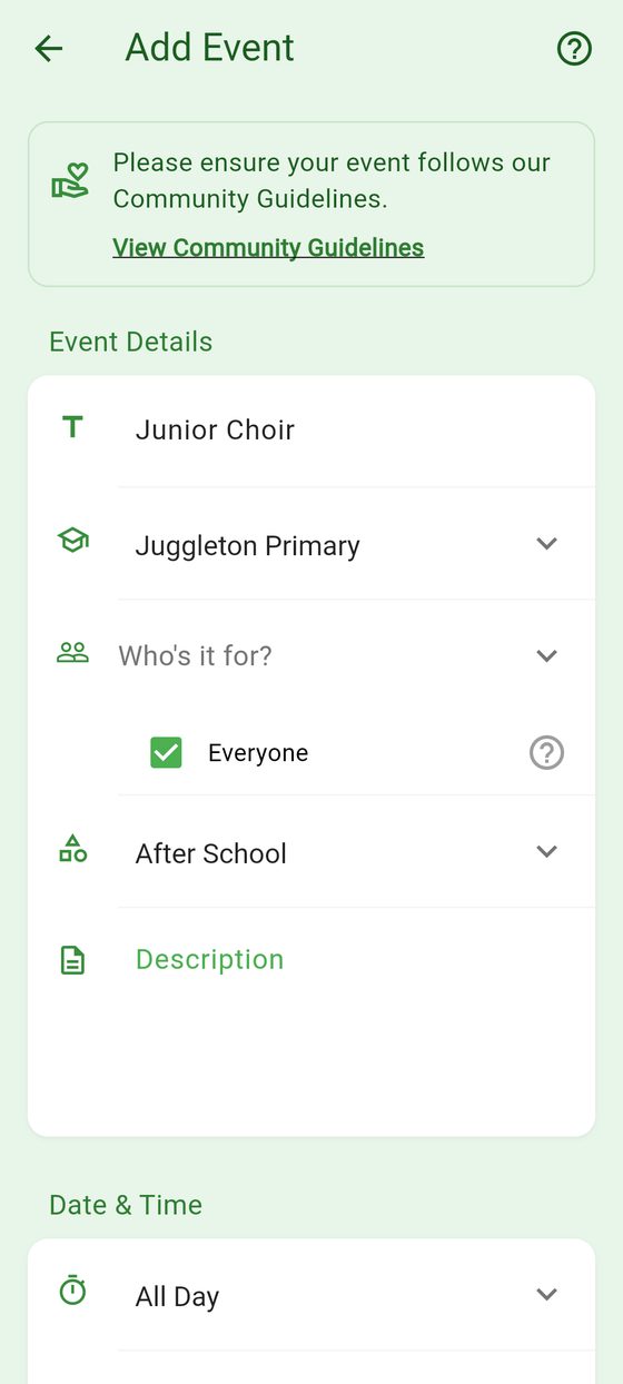 Adding an event