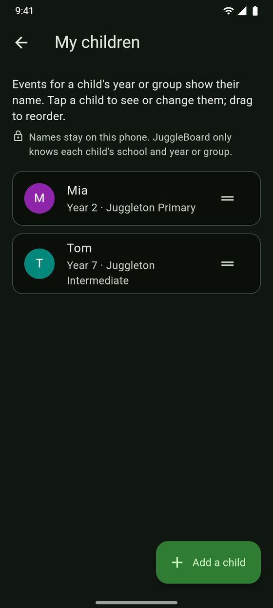 My children: Mia in Year 2 at Juggleton Primary and Tom in Year 7 at Juggleton Intermediate