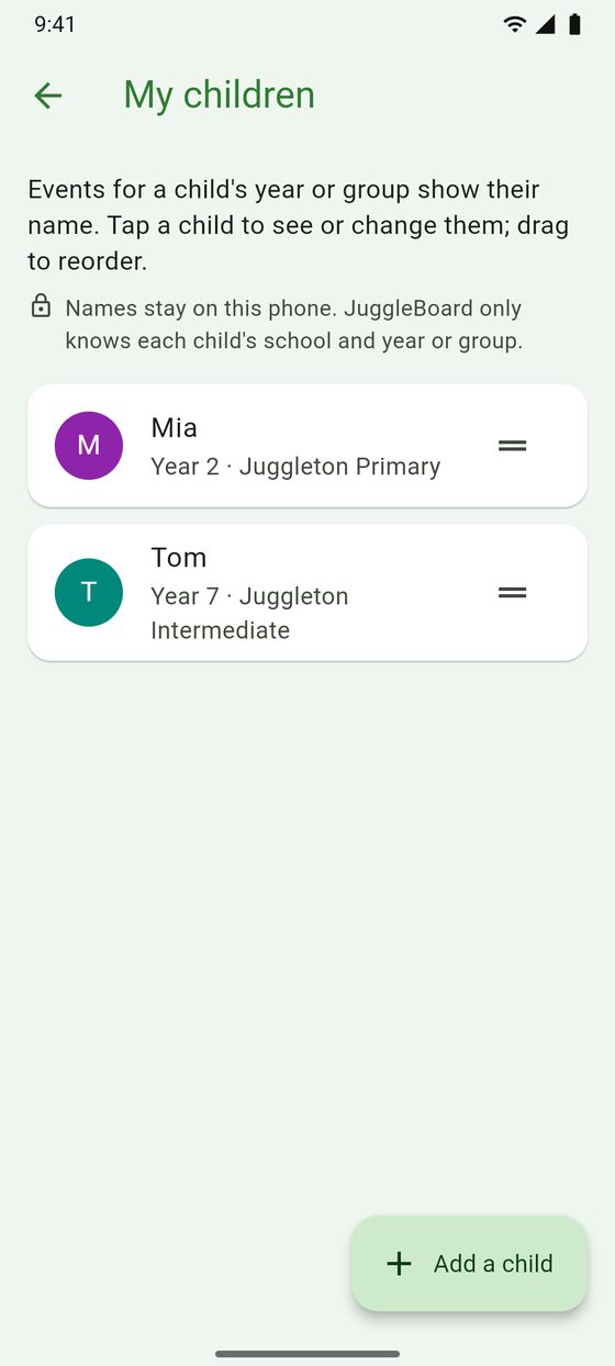 My children: Mia in Year 2 at Juggleton Primary and Tom in Year 7 at Juggleton Intermediate